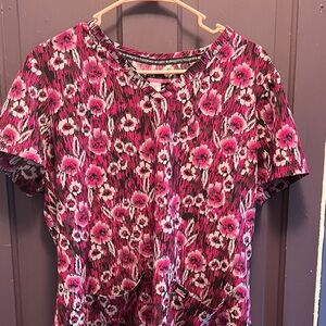Koi Pink Floral Short Sleeve Top